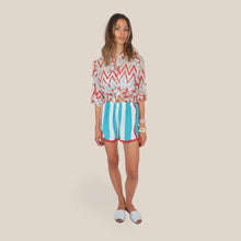 Carica l'immagine nel visualizzatore di Gallery, Haveone shorts rigato con bordino rosso 100% viscosa Art PVS-Q701
