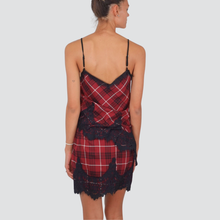 Carica l&#39;immagine nel visualizzatore di Gallery, Tensione in top scozzese asimmetrico con pizzo arrampicante 65% viscosa Art FW250058
