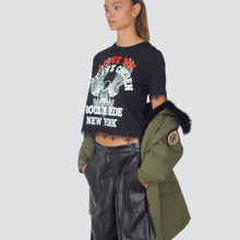 Carica l&#39;immagine nel visualizzatore di Gallery, Tensione in t-shirt over con stampa e pizzo 100% cotone Art 37825

