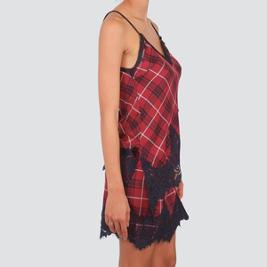 Tensione in mini gonna scozzese portafoglio con pizzo arrampicante 65% viscosa Art FW250056