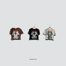 Carica l&#39;immagine nel visualizzatore di Gallery, Tensione in t-shirt over con stampa e pizzo 100% cotone Art 37825
