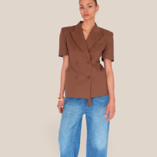 Carica l'immagine nel visualizzatore di Gallery, Dixie blazer doppiopetto sfiancato con spallini 63% cotone Art JDOMJEA

