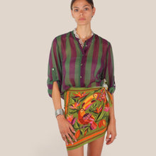 Carica l'immagine nel visualizzatore di Gallery, Haveone camicia over rigata verde viola 85% lyocell Art CVS-Q422
