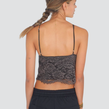 Carica l&#39;immagine nel visualizzatore di Gallery, Tensione in top crop pizzo moro spallino regolabile zip laterale Art FW250039
