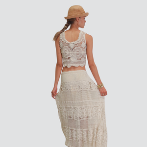 Haveone completo crochet top più gonna 100% cotone Art HBU-N010