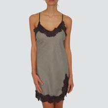 Carica l&#39;immagine nel visualizzatore di Gallery, Haveone abito sottoveste pied de poule con pizzo 33% viscosa Art AMA-P060
