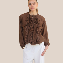 Carica l'immagine nel visualizzatore di Gallery, Dixie blusa over scollo v rouches 66% lyocell15% lino Art C067A160
