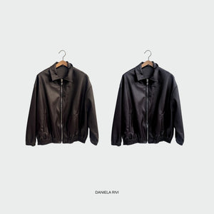 Bomber ecopelle zip spalla scesa foderato