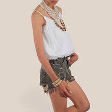 Carica l'immagine nel visualizzatore di Gallery, Haveone shorts nero sovrattinto moro con rotture 100% cotone Art PGZ-Q242
