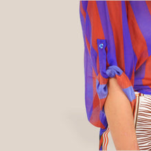 Carica l'immagine nel visualizzatore di Gallery, Haveone camicia over rigata india bluette 85% lyocell Art CVS-Q422
