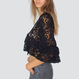 Tensione in blusa laccetti balze fondo 56% viscosa 20 cotone Art W25T329