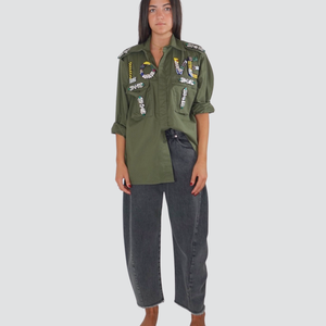 Tensione jeans balloon fondo sfrangiato 100% cotone Art W25P397