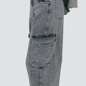 Tensione in jeans barrel con cintura borchie 100% cotone Art W25P439