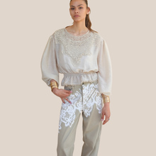 Carica l'immagine nel visualizzatore di Gallery, Philia Loft camicia con pizzo elastico punto vita 72% lyocell Art D02E1048
