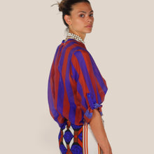 Carica l'immagine nel visualizzatore di Gallery, Haveone camicia over rigata india bluette 85% lyocell Art CVS-Q422
