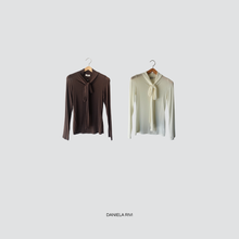 Carica l&#39;immagine nel visualizzatore di Gallery, Dixie blusa con fiocco misto cashmere Art T262Y022
