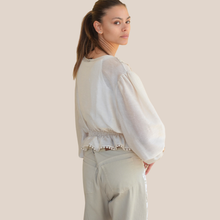 Carica l'immagine nel visualizzatore di Gallery, Philia Loft camicia con pizzo elastico punto vita 72% lyocell Art D02E1048
