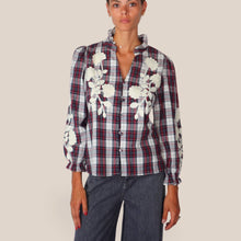 Carica l'immagine nel visualizzatore di Gallery, Vicolo Camicia Over Tartan Check con Ricami 100% Cotone ArtRAC0067
