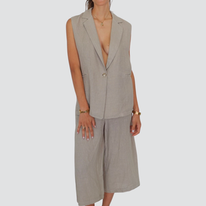 Haveone blazer smanicato puro lino Art LVE-N051