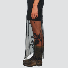 Carica l&#39;immagine nel visualizzatore di Gallery, Haveone gonna lunga pizzo trasparente spacco retro Art GVS-P026
