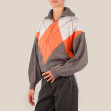 Carica l'immagine nel visualizzatore di Gallery, Haveone maglia over rombi con zip collo alto misto lana Art MFP-R074
