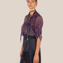 Carica l'immagine nel visualizzatore di Gallery, Haveone camicia over stampa palme con collana 85% lyocell Art CVS-R097

