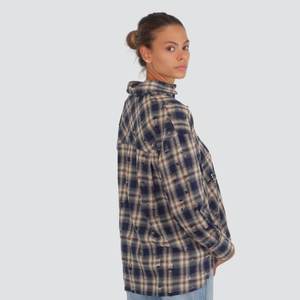 Vicolo camicia check con strappi e strass Art RF0013