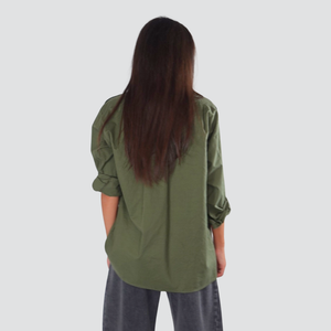 Tensione in sahariana militare patch Love e strass 100% cotone Art 37355