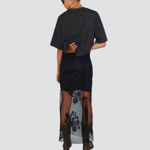 Carica l&#39;immagine nel visualizzatore di Gallery, Haveone gonna lunga pizzo trasparente spacco retro Art GVS-P026
