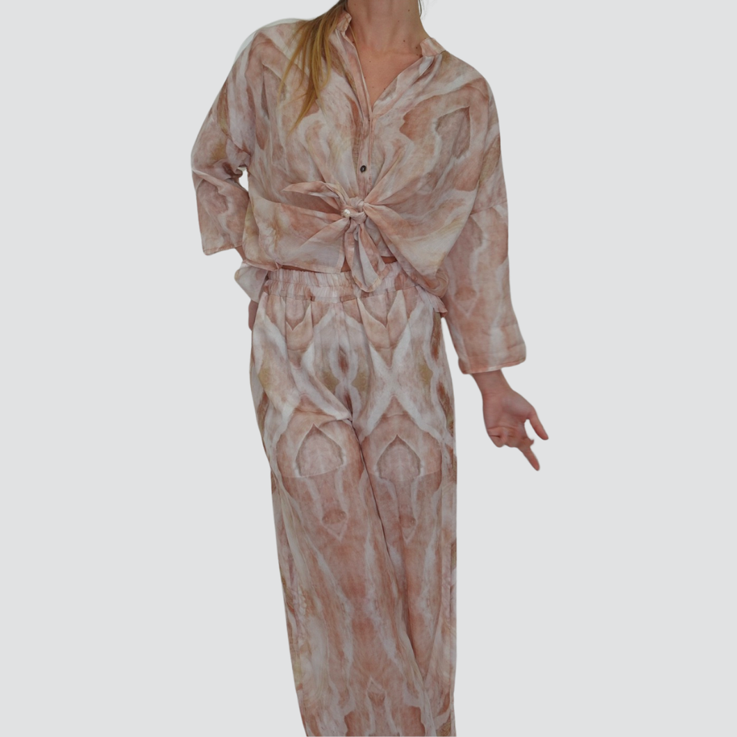 Haveone pantalone stampa elastico vita 100% cotone Art PFL-N348
