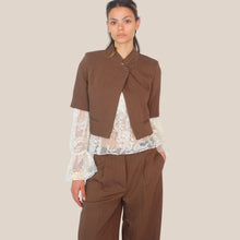 Carica l'immagine nel visualizzatore di Gallery, Vicolo blazer moro gessato manica corta 85% viscosa Art TAB1952 ( pantalone Art TAB1851 )
