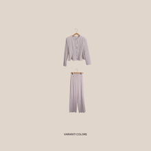 Carica l'immagine nel visualizzatore di Gallery, Tensione in completo crepe giacca sfiancata più pantalone palazzo elastico retro Art 26C4524
