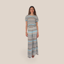 Carica l'immagine nel visualizzatore di Gallery, Tensione in pantalone palazzo filo lurex elastico vita 100% viscosa Art S26PD07
