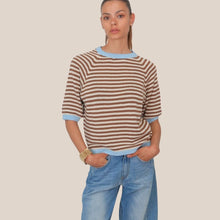 Carica l'immagine nel visualizzatore di Gallery, Tensione in maglia rigata manica corta 50% cotone Art 26357
