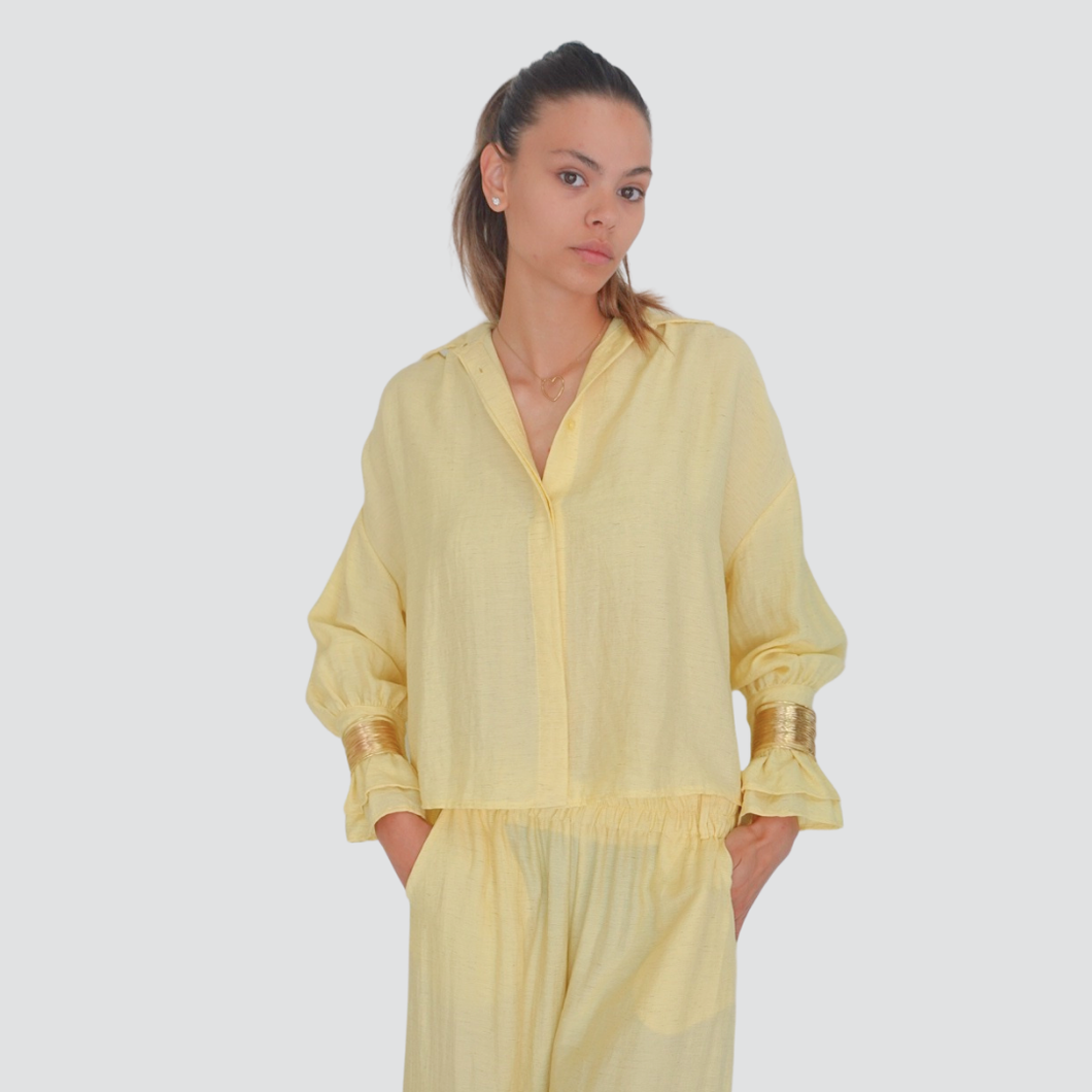 Haveone camicia over con bracciali 70% viscosa 9% lino Art CVS-N273