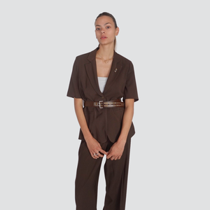Tensione in blazer manica corta con spilla e cinturone 90% viscosa Art 25B7571