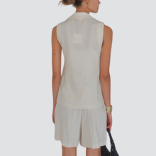 Carica l&#39;immagine nel visualizzatore di Gallery, Vicolo completo gilet bermuda con cintura misto lino 55% lino 45% viscosa Art TD3018
