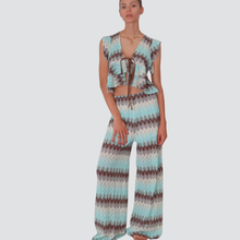 Carica l&#39;immagine nel visualizzatore di Gallery, Tensione in pantalone palazzo fantasia filo lurex 48% cotone Art S25PG55
