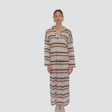 Carica l&#39;immagine nel visualizzatore di Gallery, Haveone abito lungo polo con sottoveste  spacco laterale 100% viscosa Art AMA-N213
