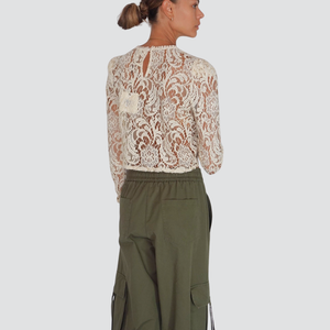 Tensione in blusa crop pizzo 56% viscosa 20% cotone Art W25C223