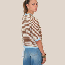 Carica l'immagine nel visualizzatore di Gallery, Tensione in maglia rigata manica corta 50% cotone Art 26357
