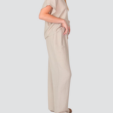 Carica l&#39;immagine nel visualizzatore di Gallery, Tensione in pantalone palazzo elastico vita con coulisse 67% viscosa 11% lino Art 25P7926

