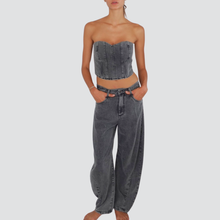 Carica l&#39;immagine nel visualizzatore di Gallery, Tensione in jeans balloon 100% cotone Art W25P398
