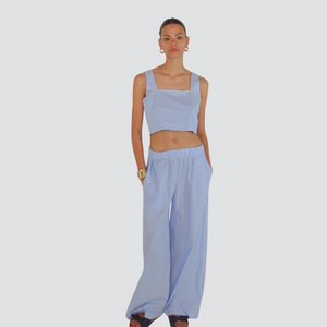 Vicolo pantalone rigato elastico vita 100% cotone Art TD3009