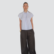 Carica l&#39;immagine nel visualizzatore di Gallery, Vicolo pantalone gamba ampia elastico 100% cotone vita Art TD0731
