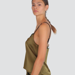 Tensione in top satin scollatura pizzo spallino regolabile Art FW250031