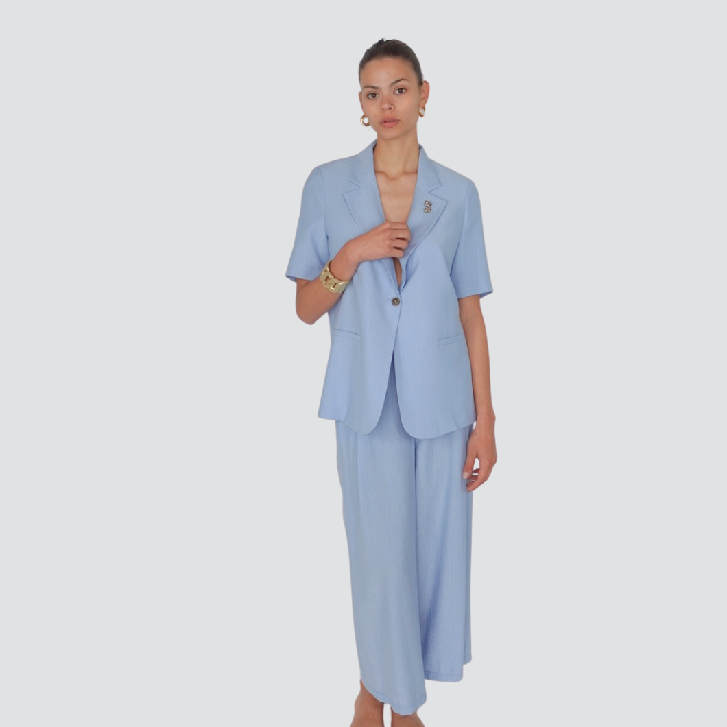Tensione in pantalone goffrato gamba ampia 84% viscosa Art 25P7639