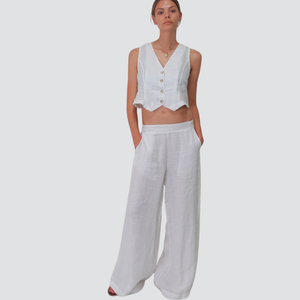 Haveone pantalone palazzo elastico vita 100% linox Art PNU-N456