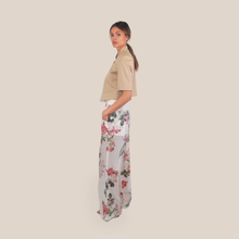 Carica l'immagine nel visualizzatore di Gallery, Vicolo pantalone palazzo stampa fiore elastico vita 58% lyocell 42% Ramia Art TAB1968
