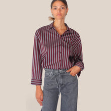 Carica l'immagine nel visualizzatore di Gallery, Vicolo Camicia Bordeaux rigata 68% Cotone Art TAC0640

